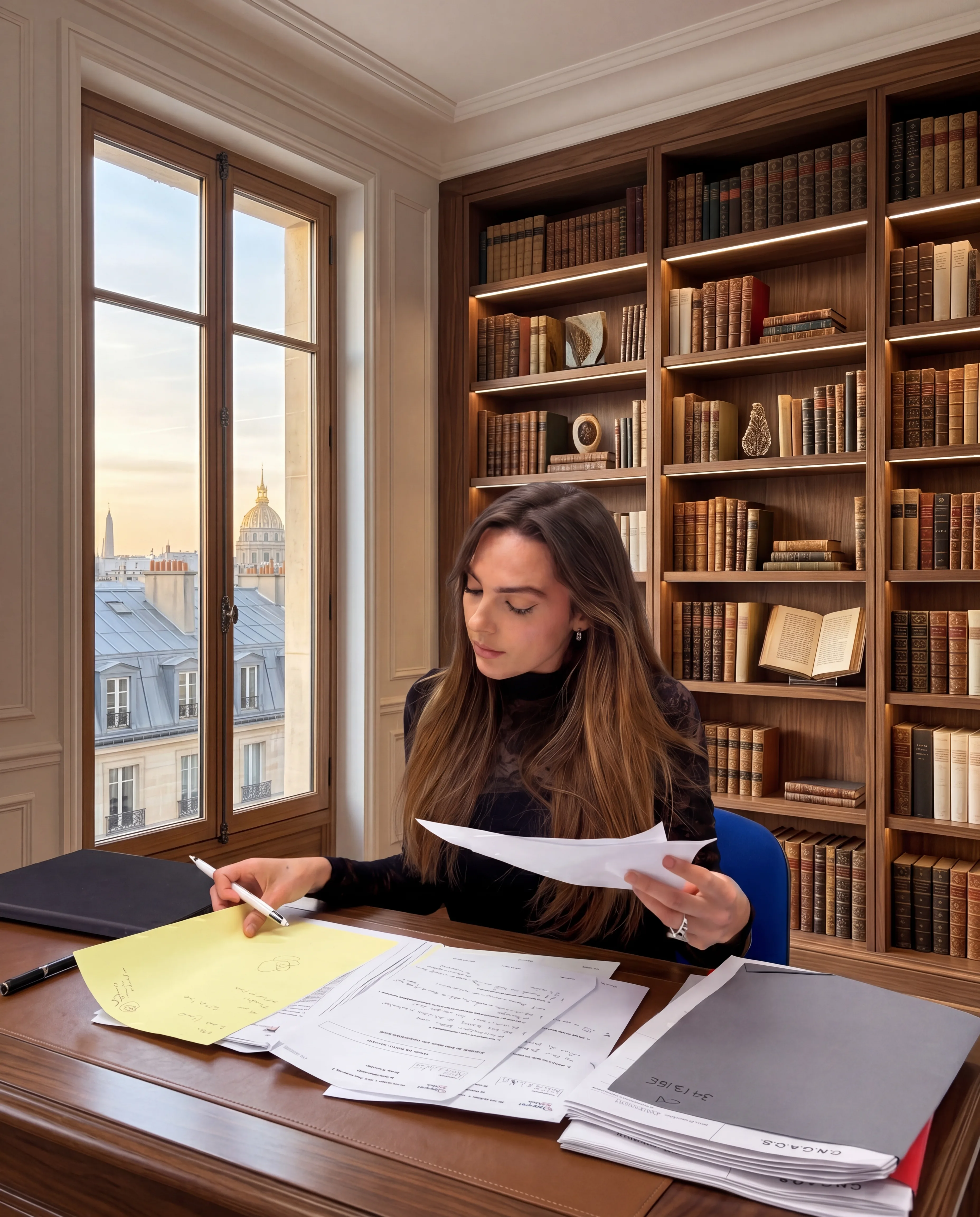 Marie Terki en train de corriger une copie